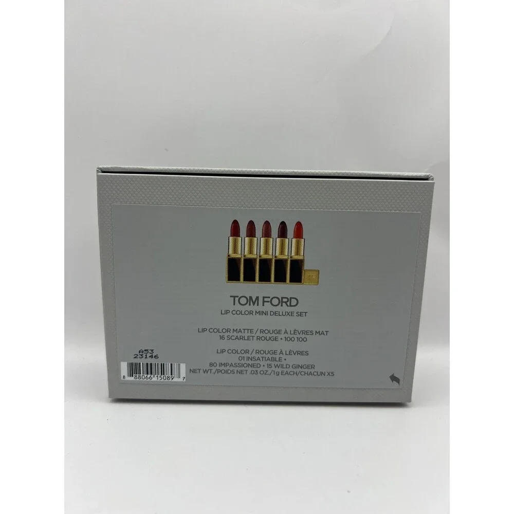 Tom Ford 5pc Lip Color Mini Deluxe Set, Each .03 Oz/1g, Color 16/100/01/80/15